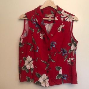 Caribbean Joe Sleeveless Hawaiian Button Down - Size Large Petite